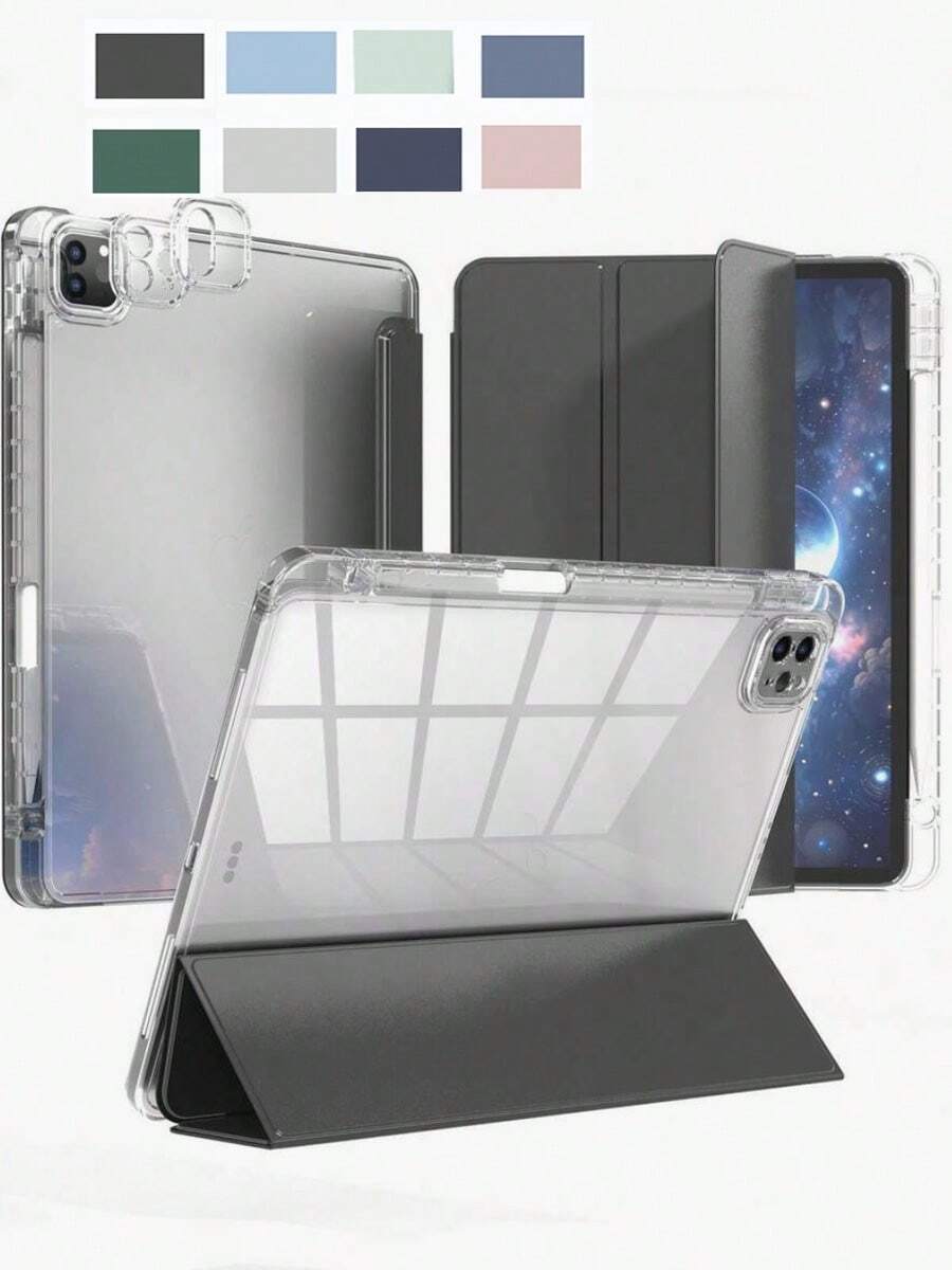 Compatible With IPad A16 Case 11th Generation 11 Inch 2025, IPad 10th Generation Case 10.9 Inch 2022, Clear Slim Protective Cover With Apple Pencil Holder & Charging Adapter Black