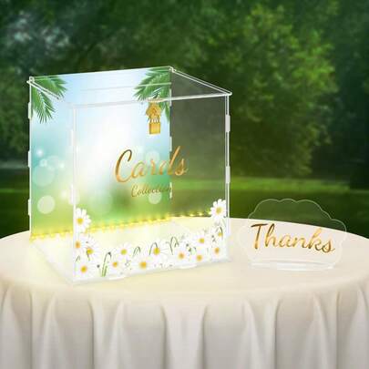 DIWNELEM Acrylic Wedding Card Box With Lock C Large Letter Envelope Box Acrylic Wedding Gift Card Box Money Box For Reception Baby Shower Birthday Party Graduation Decorations