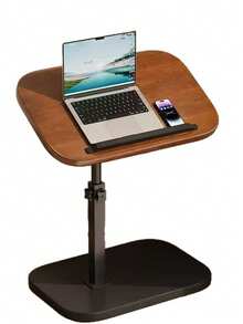 A Rotatable Lifting Laptop Desk-Black/Walnut Color, With Support Rods And Adjustable Angle Design, Convenient For Any Position In The Home, Can Also Be Used For Sofa Side Table Or Living Room Coffee Table, Suitable For Home Bedroom, Courtyard, Travel, Camping Or Other Scenes, Christmas/Halloween Decoration Gift Recommendation
