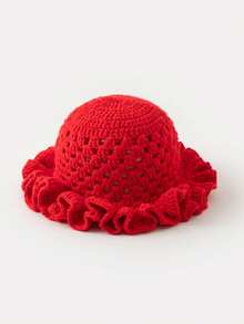 1 件女士手工条纹针织猫耳设计帽子，韩国 Y2k 风格街头潮流帽子可爱冬季秋季