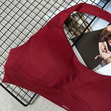 女士运动文胸高强度吊带背心聚拢健身运动服无缝运动衫瑜伽文胸春季 - 紅色 - 查看 6