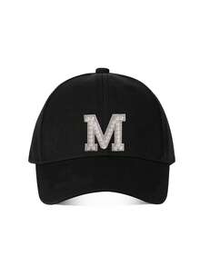 1pc Kids A-Z Shiny Letter Baseball Cap, Fashionable Boys Girls Sports Sun Hat With Adjustable Strap, Back To School Essential For Ages 3-8 - Black - View 11