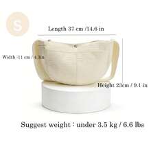 1个宠物背袋，便携式肩包，适用于小型/中型宠物，舒适宽肩带宠物背袋 - 白色 - 查看 3