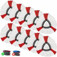 DLAIMI 2/4/6/10片装替换拖布，这款红白条纹旋转拖把将提升您的拖地体验！采用柔软的超细纤维材质（超级柔软耐用），三角形卡扣设计，适用于大多数旋转拖把。超强吸水，快速锁住污垢/污渍，是日常家居地板清洁的理想之选（四季皆宜）！实用家居必备，让每次清洁都成为一种享受！开学季 | 圣诞节 - 彩色 - 查看 12