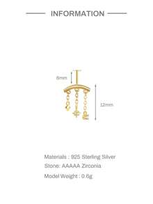 1 chiếc khuyên tai tua rua hình ngôi sao và mặt trăng bằng bạc Sterling 925, phong cách Punk thời Trung cổ, trang sức tinh tế, phù hợp để đeo hàng ngày, dự đám cưới, tiệc tùng, lễ đính hôn, kỷ niệm, ngày Valentine và các dịp khác. - Vàng - Xem 18