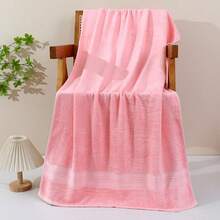 1pc Set Solid Color Towel & Bath Towel, Fresh Multi-Color Bamboo Fiber Towel 34*74cm, Soft Absorbent Luxurious Bath Towel 70*140cm, Thick No Shedding No Fading, Gift For Valentine's Day, Father's Day, Mother's Day - Pink - View 3