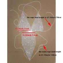 Conunto de agas de er de ntes de imitación para muer ropa inter de bikini de d tanga con cadena parte  de lenteuelas plateado Talla única - como en la foto - Ver 2