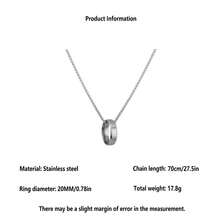 1入組時尚不褪色鈦鋼水潤光澤戒指吊坠項鍊適合男人及女人,百搭套頭毛衣鏈條,日常穿著
