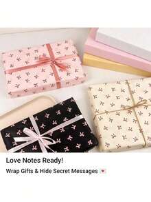 4 Peças Papel de Embrulho de Presente Floral, Fita, Papel em Formato de Pêra, Papel de Forro para Caixa de Roupas e Sapatos, Papel Decorativo de Presente, Adequado para Dia dos Namorados, Casamento, Presentes de Aniversário com Flores, Adequado para Presentes para Mães e Amigas - Multicolorido - Visão 11