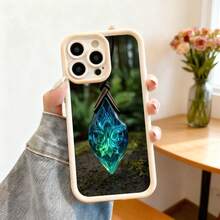 Cubierta de telefono con borde negro y diseño de cristal mágico azul verde para iPhone 14 Pro Max estilo fantasia ideal para amantes de la magia y el arte digital - Burdeos - Ver 4