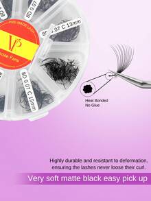 800 Fans D Crul 3D/4D/5D/6D/8D/10D Loose Fan 8-15Mixed Length Pointy Base Premade Fans Sharp Thin Slim Medium Stem Volume Russian Eyelashes Extensions - D - View 2