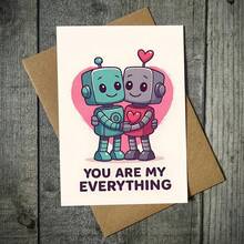 Romantic "YOU ARE MY EVERYTHING" Valentine's Day Greeting Card, Featuring Robot Couple And Heart Design, Quality Greeting Card With Envelope (4.72x6.7in), Perfect Gift For Wife/Husband/Boyfriend/Girlfriend - Multicolor - View 8