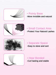 500 Fans D Curl 10D/12D/14D/16D/20D/30D Black Pramde Fans Lashes Hand Made Premade Loose Fans Eyelash Extensions - D - View 3