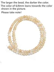 1串天然黄色石英晶体珠，圆形，4/6/8/10/12毫米，适合珠宝制作、DIY手链