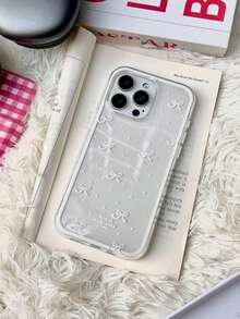 1 Stück minimalistischer neuer Stil Cartoon süßer Handyhülle für iPhone17 16 15Pro 14 13 12 11 17Pro Max 16Plus Y2K rosa Liebes-Schleife Kawaii Cover