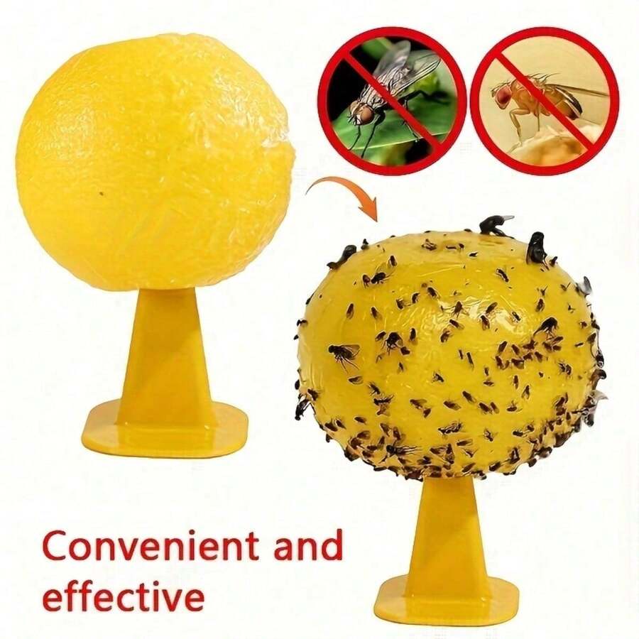 3-Piece Set With Base: Flying Insect Trap, Sticky Insect Ball, Fruit Fly Trap, Wasp Mosquito Killer, Indoor And Outdoor Household Garden Pest Control Tool Set - 三件組合底座+膠帶+球 - 查看 1