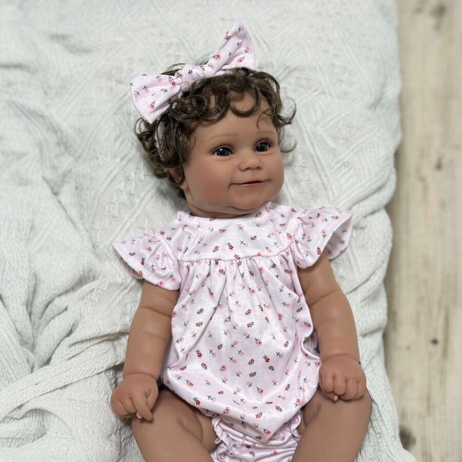 20 Inch/50cm Full Body Soft Vinyl Black Skin Newborn Baby Doll, Realistic Lifelike Infant Doll, Suitable For Children Christmas Birthday Gift (Includes Random Pacifier, Bottle, Diaper, Hair Accessories And Clothing Set) - Vinyl Body Doll - View 1