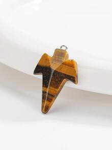 1pc/25x38mm/ Natural Stone Maple Leaf-Shaped Pendant, Tiger's Eye Red And Stone Flower Green, Suitable For DIY Making Hair Clips, Mobile Phone Decorations, Etc. It Can Also Be Placed On The Table As A Mini Statue And Is A Good Choice. DIY Jewelry, Perforated Pendant, Bohemian Style - 25x38mm Maple Leaf-shaped Pendant - View 3