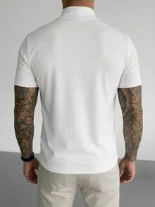 GRDR Men's All-Match Solid Color Crew Neck Short Sleeve T-Shirt, Versatile For Summer - White - View 2