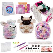 Beginner Llama MooMoo Floppy Crochet Kit Complete Amigurumi Starter Set With Video Tutorials - Multicolor - Ver 1