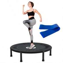 Trampolín de Fitness PortátilTrampolín de Ejercicio 40 Pulgadas con Base de 6 Patas y 30 Resortes y 1 Cintas Bandas Resistencia Elásticas Ejercicio de Gimnasio Aeróbico Resitente y Duradero - Multicolor - Ver 1