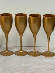 1/2/4/6/8/12/24pcs Reusable Plastic Champagne Flutes, Suitable For Champagne, Wine, Cocktails, Juice And Various Mixed Drinks. Ideal For Parties, Dining, Corporate Events, Birthday Parties, Weddings, Picnics - Gold - View 6