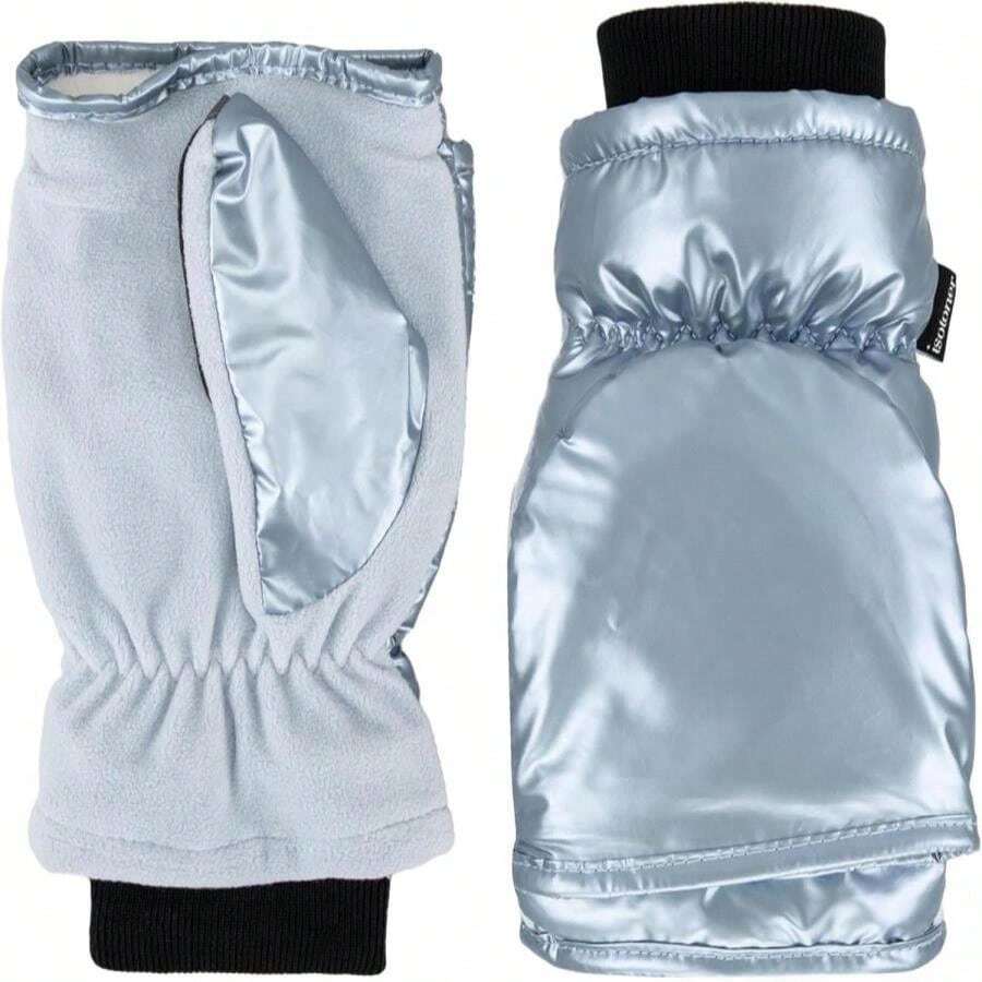 Isotoner Womens Water Repellent Touchscreen Iridescent Sleekheat Gloves And Flip Top Mittens - ColorB - 查看 1