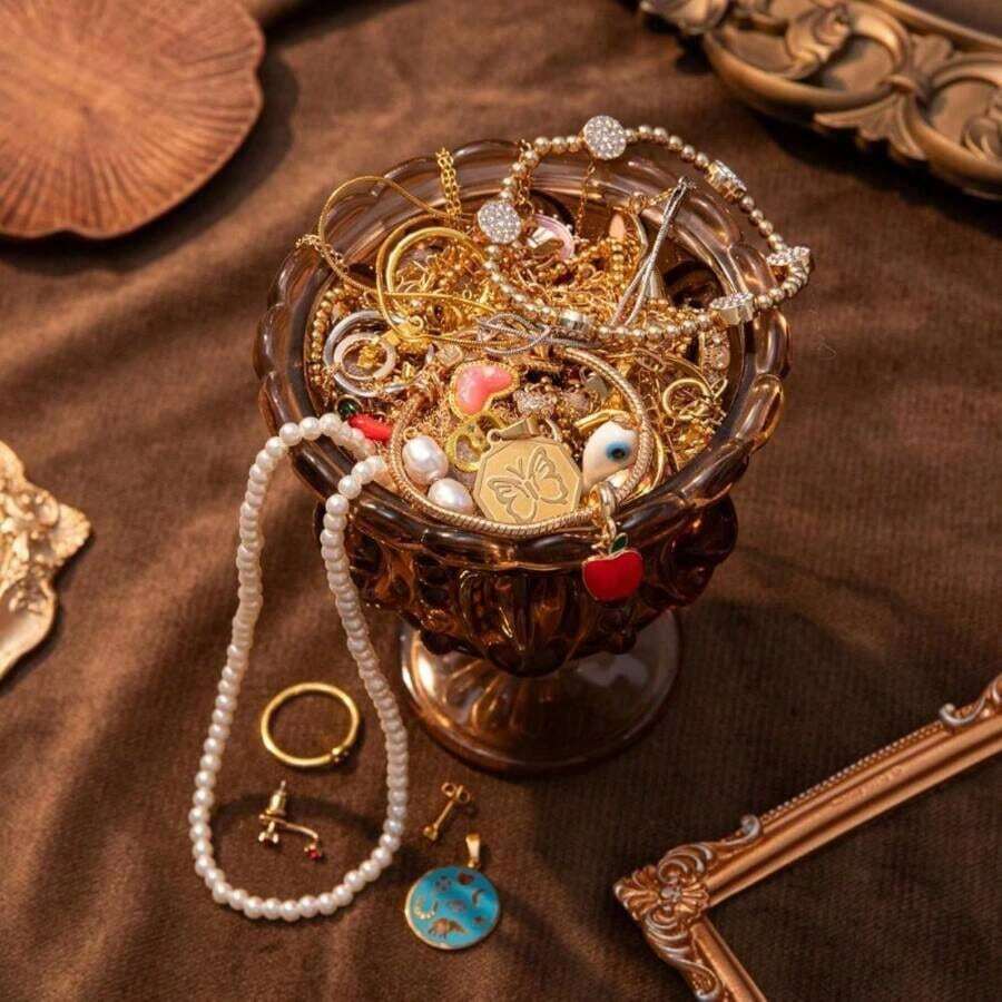 Exquisite Mysterious Jewelry - Surprise Jewelry Box, Randomly Shipped 1pc, Containing A Necklace, Earrings, Ring, And Bracelet, Vintage Hip-Hop Style, Durable Zinc Alloy Material, Perfect Birthday Gift For Women, Local Shipping. - Vàng - Xem 1