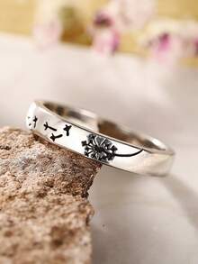 1pc Dandelion Ring For Women For Wedding Engagement Anniversary Jewelry Valentine's Day Gift - Silver - View 6