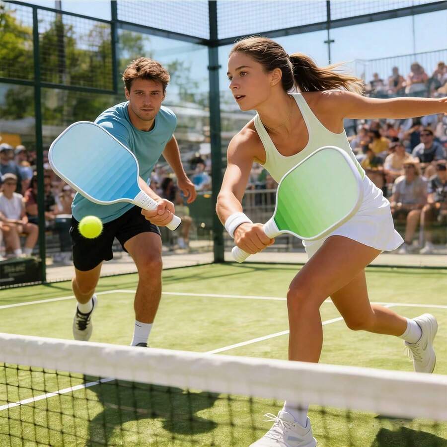 1pc Wooden Pickleball Paddle (Pickleball Not Included), Rough Surface, Grip & Bounce, 2-Player Sport, Christmas Gift, Unisex - Multicolor - View 1