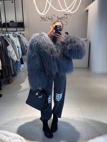 -Friendly Mao Mao Jacket Women's Coat - Light Grey - View 1