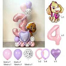 汪汪队立大功卡通铝箔气球套装，数字生日气球，适合生日派对、婴儿派对装饰和礼物