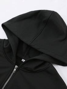 Men's Casual Versatile Hooded Zip-Up Sweatshirt - Black - View 3