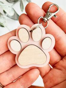 1pc Personalized Pet Keychain, Wooden Keychain, Cat/Dog Name Keychain, Cute Personalized Pet Keychain, Gift For Pet Lovers - Multicolor - View 7