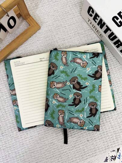 غلاف كتاب كابيبارا A5 - مجموعة مفكرة مع رسومات كوميدية، قابل للغسل باليد والغسالة، تخزين غير متوقع للمكتب والمستلزمات الدراسية، غلاف كتاب جذاب، واقي دفتر، مجموعة مخطط A5 مع إكسسوارات زخرفية