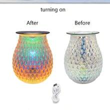 1/2pcs Glass Melt Wax Lamp, Electric Wax Melt Heater PTC Heating Plate With 7 Colors LED Color Change Light Wax Heater Aromatherapy Heater For Home Office Gifts And Decorations - 1pcs - View 5