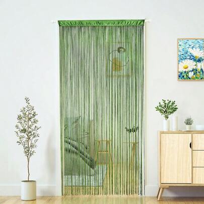 Doorway String Curtain Door CurtainsBoho Hippie Hanging Patio Room Decor Bedroom Wall Window Closet Kitchen Living Room Fringe Macrame Divider Panel Laundry Room Tapestry Grass Green 100 X 280 Cm