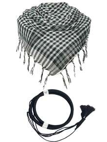 2件套儿童阿拉伯格子流苏头巾和阿拉伯绳，阿拉伯棉质战术围巾披肩，适合男孩和女孩，头围：54、55、56厘米 - 2PCS - 查看 10