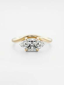 925纯银镀金弧形单钻立方氧化锆订婚戒指（女士） - Marquise Shaped Zircon Ring - 查看 16