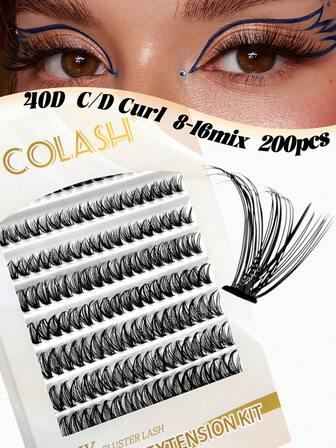 10 rader 200 st individuella franskluster 40D C/D Curl 8-16 mm DIY-franskluster extra tjocka och fluffiga och naturliga utseende återanvändbara individuella ögonfransförlängningskit för självbruk hemma eller på språng för vardagsliv och bröllop och dejting och fest och resor och vårfranskluster, ögonfranskluster, individuella ögonfransar, fransar, lösögonfransar