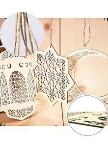 3 món đồ trang trí treo Eid Mubarak - Đèn lồng gỗ hình trăng khuyết trang trí Eid Mubarak với các biểu tượng cốt lõi của Eid và Ramadan, thích hợp để treo trong dịp lễ Eid, trang trí nhà cửa trong tháng Ramadan và các không gian nghi lễ tôn giáo, áp dụng cho gia đình trong tháng Ramadan, các nghi lễ tôn giáo, v.v., trang trí nghi lễ tôn giáo, trang trí lễ kỷ niệm Eid - 3 món kèm dây. - Nhiều màu - Xem 4