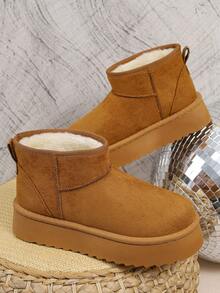 Fashion Boots, Stylish Women's Boots, New Winter Short Boots, Thick Sole Boots, Fur Boots, Slip-On Flat Ankle Boots, Snow Boots