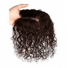 中分卷发人发发片，夹式丝底假发，前额发际线替换，8x10厘米 - 彩色 - 查看 4