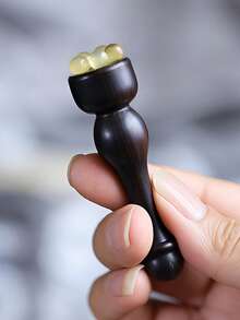 莲花形按摩工具，檀香按摩器，刮痧按摩棒，紫檀面部手动按摩器，面部及眼部穴位按摩美容工具 - 彩色 - 查看 7