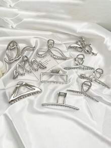 1 pieza Pinza de metal hueco de tamaño mediano - Adecuada para mujeres, puede crear peinados de cola de caballo alta y moños elegantes, viene con una elegante pinza de garra para el cabello de las mujeres, accesorios para el cabello de invierno, moda, pinza de pelo casual - Multicolor - Ver 2