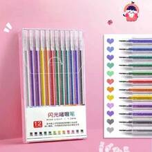 A Set Of Glitter Gel Pens, Highlighting Painting, Journaling, Student Creative Neutral Pens, DIY Highlighter Pen Set Of 12pcs