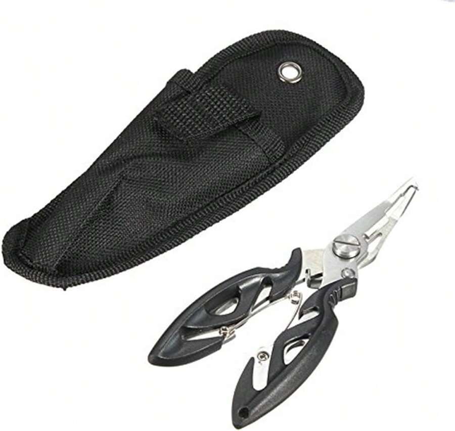Yosoo - Alicates multifuncionales de Pesca para Pesca con Anzuelo, Tijeras de Acero Inoxidable, Accesorios de Pesca de Carpa, Alicates de Pesca, Herramientas de Pesca, Color Negro - Blanco - Ver 1