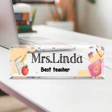Customized Teacher Pencil Sign41styles, Teacher Gifts, Teacher Appreciation Gift, Teacher Desk Name Plate, Personalized Gift For Teacher, Teacher Name Sign,[Custom Acrylic Desk Nameplate] High Gloss Custom Acrylic Desk Nameplate - Multicolor - View 41