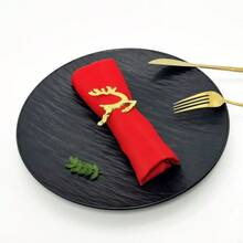 4pcs Minimalist Gold Christmas Deer Napkin Rings For Home, Kitchen, Restaurant, Hotel, Farmhouse, Party, Birthday, Dining Table Decor - Gold - View 5