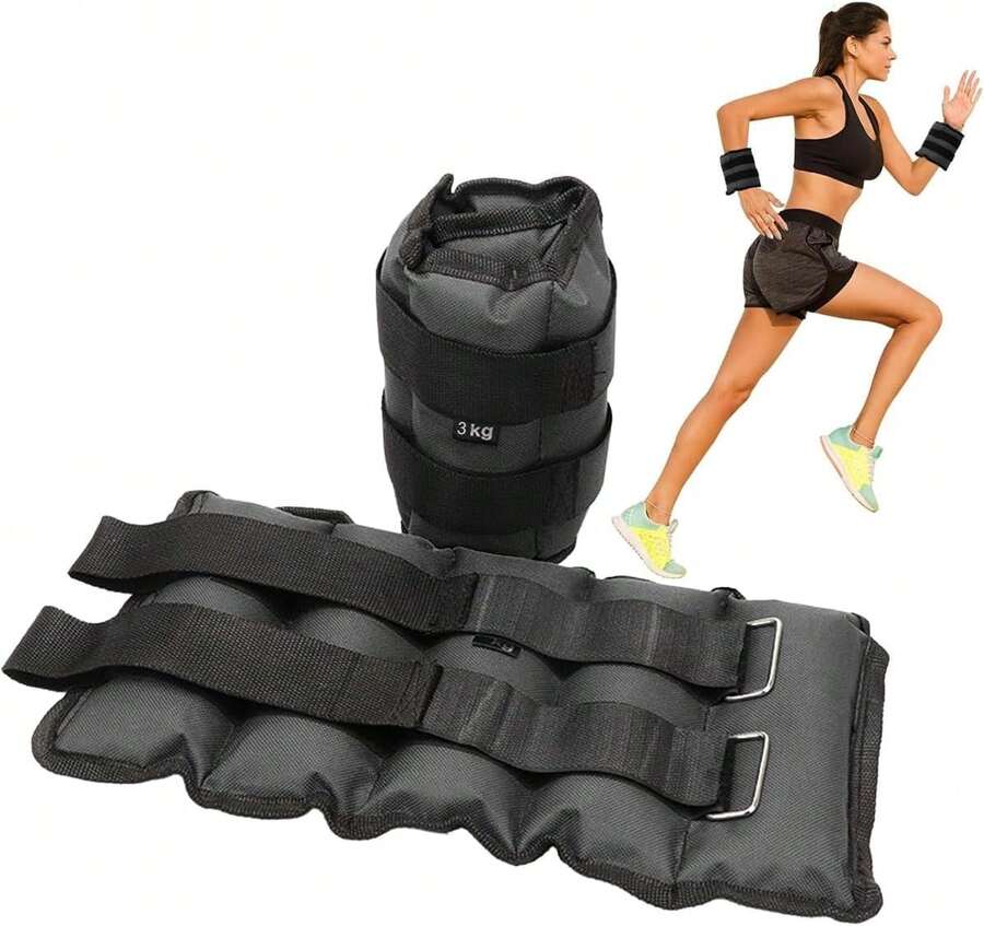 POKYGO Pesas de Tobillo Ajustables para Fitness,2 Pack Totalmente Ajustable Tobillo Mu?eca Brazo Pierna Pesos,con Correa Ajustable,para Mujeres y Hombres para Ejercicio, Footing, Gimnasio,Caminar ? - negro - Ver 1